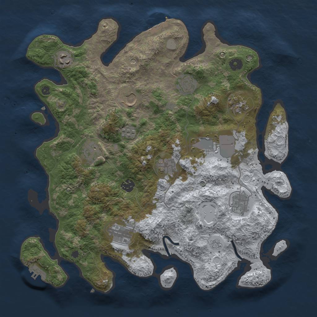 Rust Map: Procedural Map, Size: 3700, Seed: 569898741, 20 Monuments