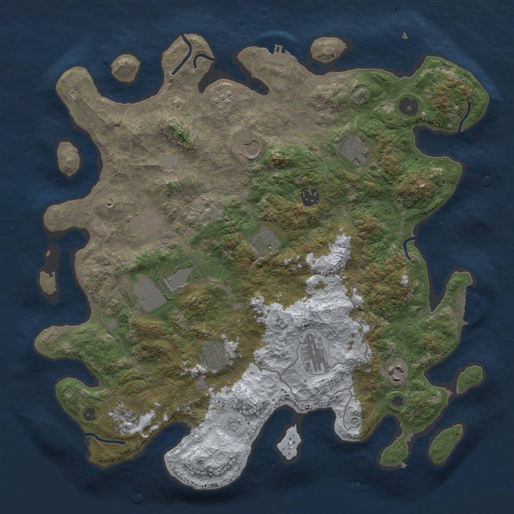 Rust Map: Procedural Map, Size: 4050, Seed: 101872740, 20 Monuments