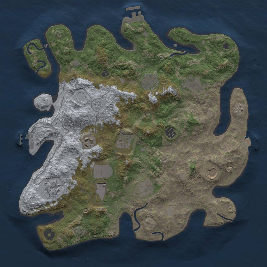 Rust Map: Procedural Map, Size: 3700, Seed: 601645555, 16 Monuments