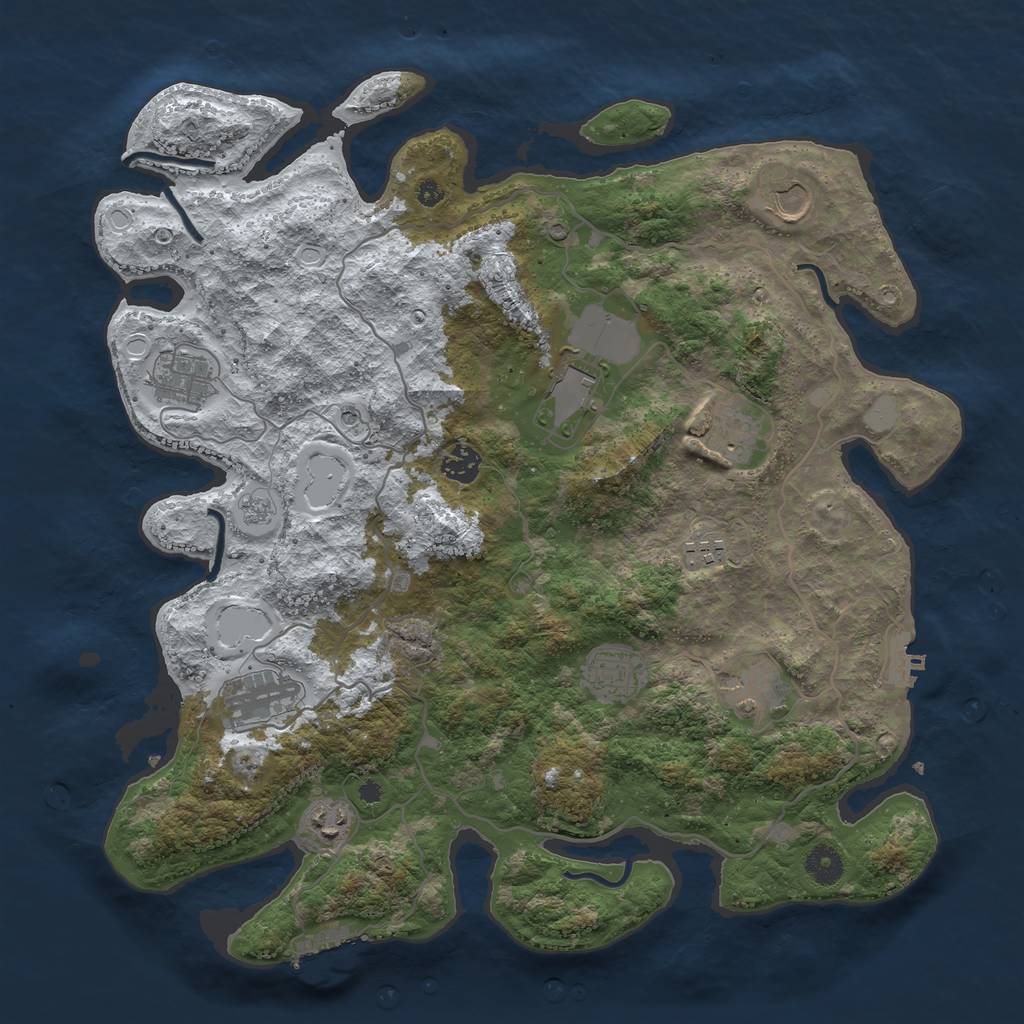 Rust Map: Procedural Map, Size: 4000, Seed: 210968, 19 Monuments