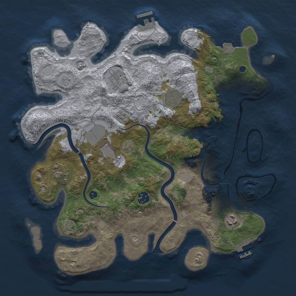 Rust Map: Procedural Map, Size: 3700, Seed: 335516002, 13 Monuments