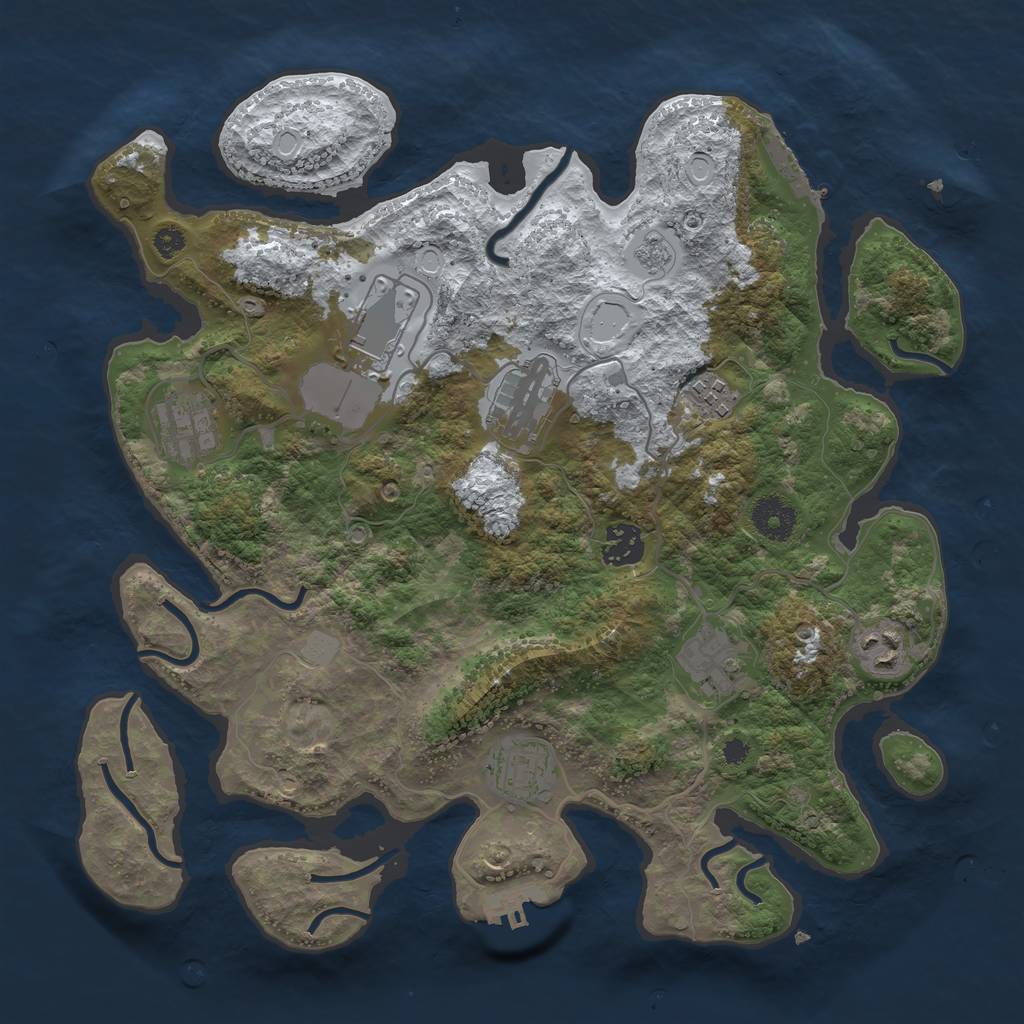 Rust Map: Procedural Map, Size: 3500, Seed: 674548587, 16 Monuments