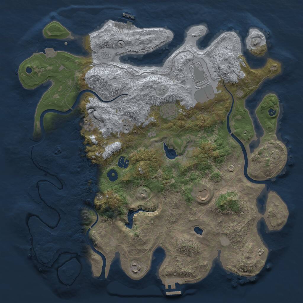 Rust Map: Procedural Map, Size: 4000, Seed: 5551, 13 Monuments