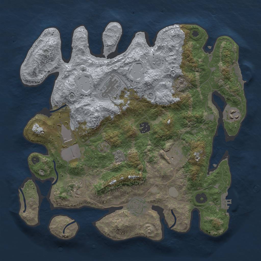 Rust Map: Procedural Map, Size: 3500, Seed: 523637623, 17 Monuments