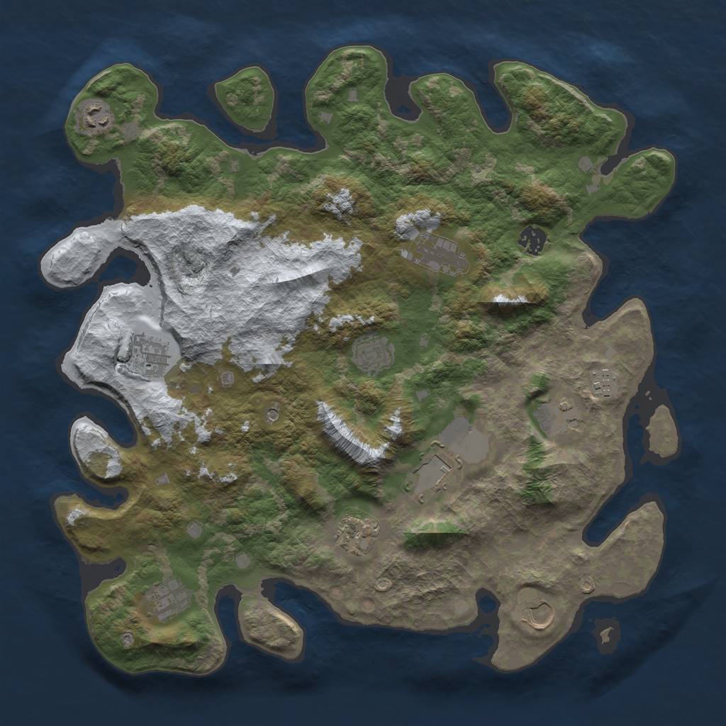 Rust Map: Barren, Size: 4000, Seed: 217524801, 14 Monuments