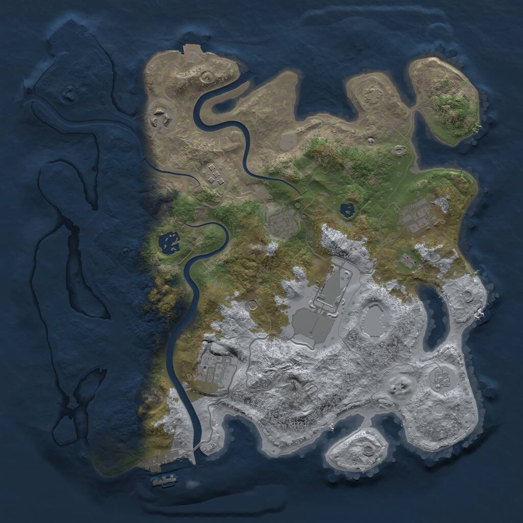 Rust Map: Procedural Map, Size: 3500, Seed: 666824057, 13 Monuments