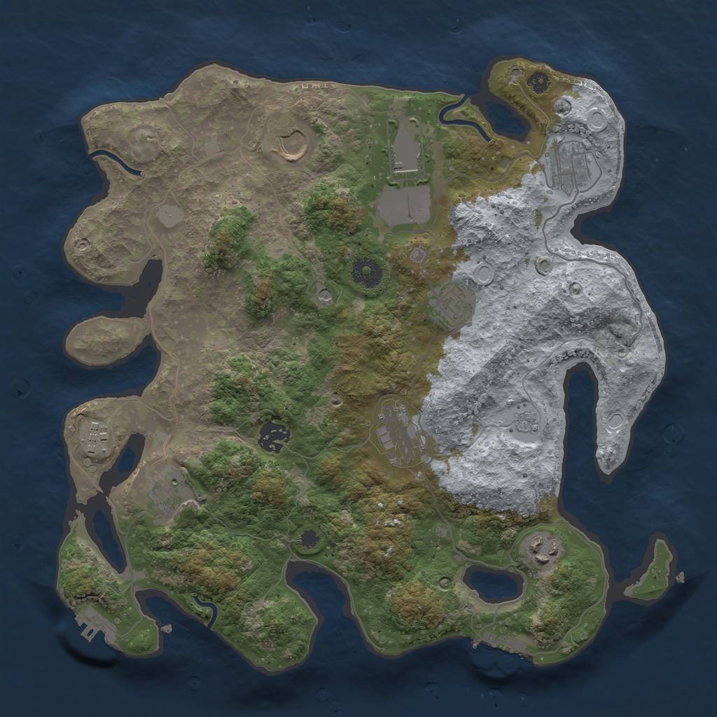 Rust Map: Procedural Map, Size: 3500, Seed: 933724393, 18 Monuments