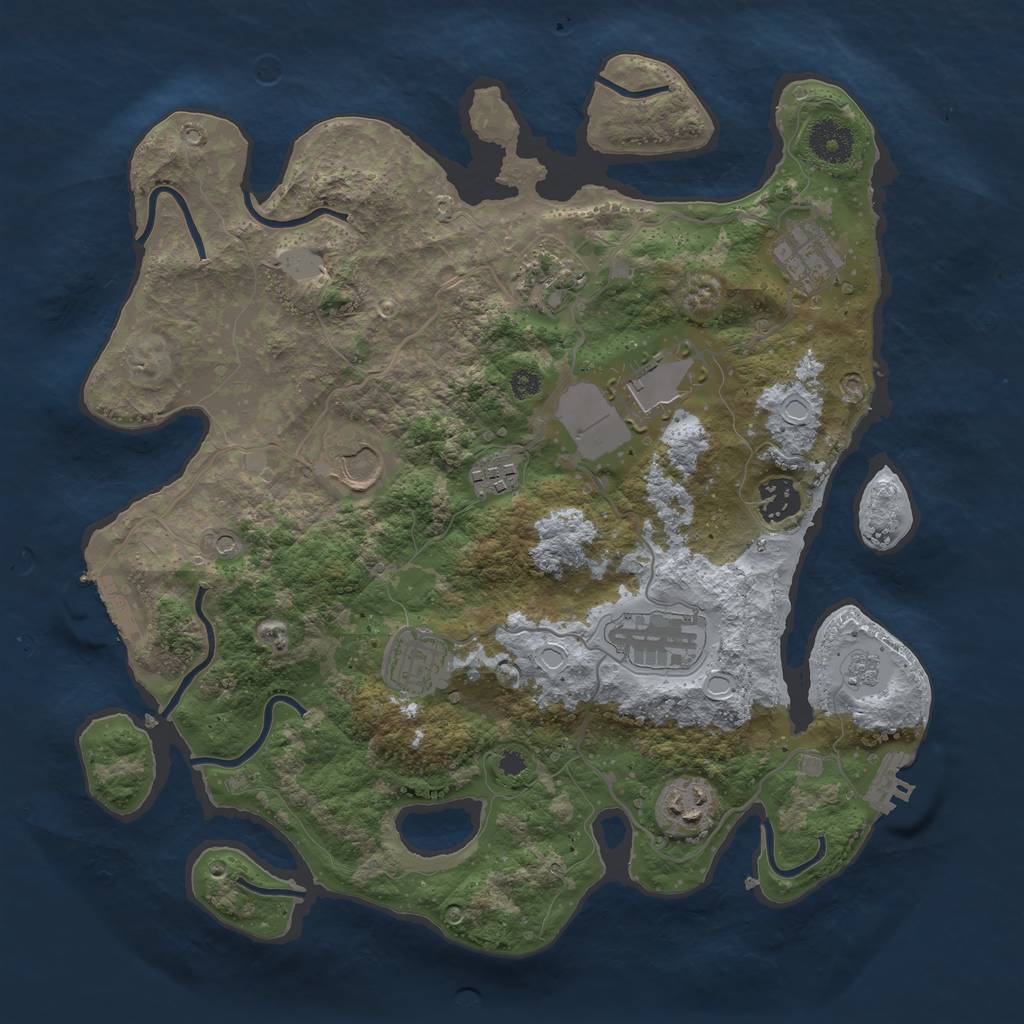 Rust Map: Procedural Map, Size: 3500, Seed: 33527, 18 Monuments