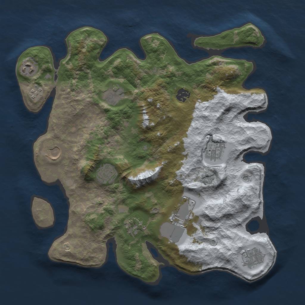Rust Map: Barren, Size: 3500, Seed: 333222, 13 Monuments