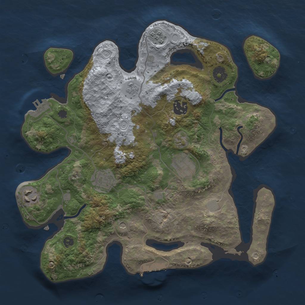 Rust Map: Procedural Map, Size: 3000, Seed: 839744346, 14 Monuments