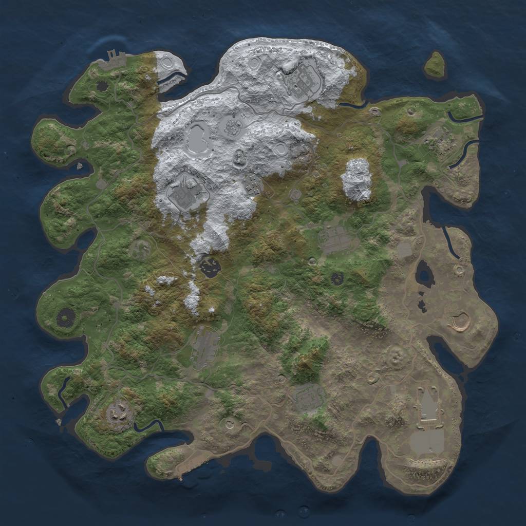 Rust Map: Procedural Map, Size: 4050, Seed: 2139290487, 20 Monuments