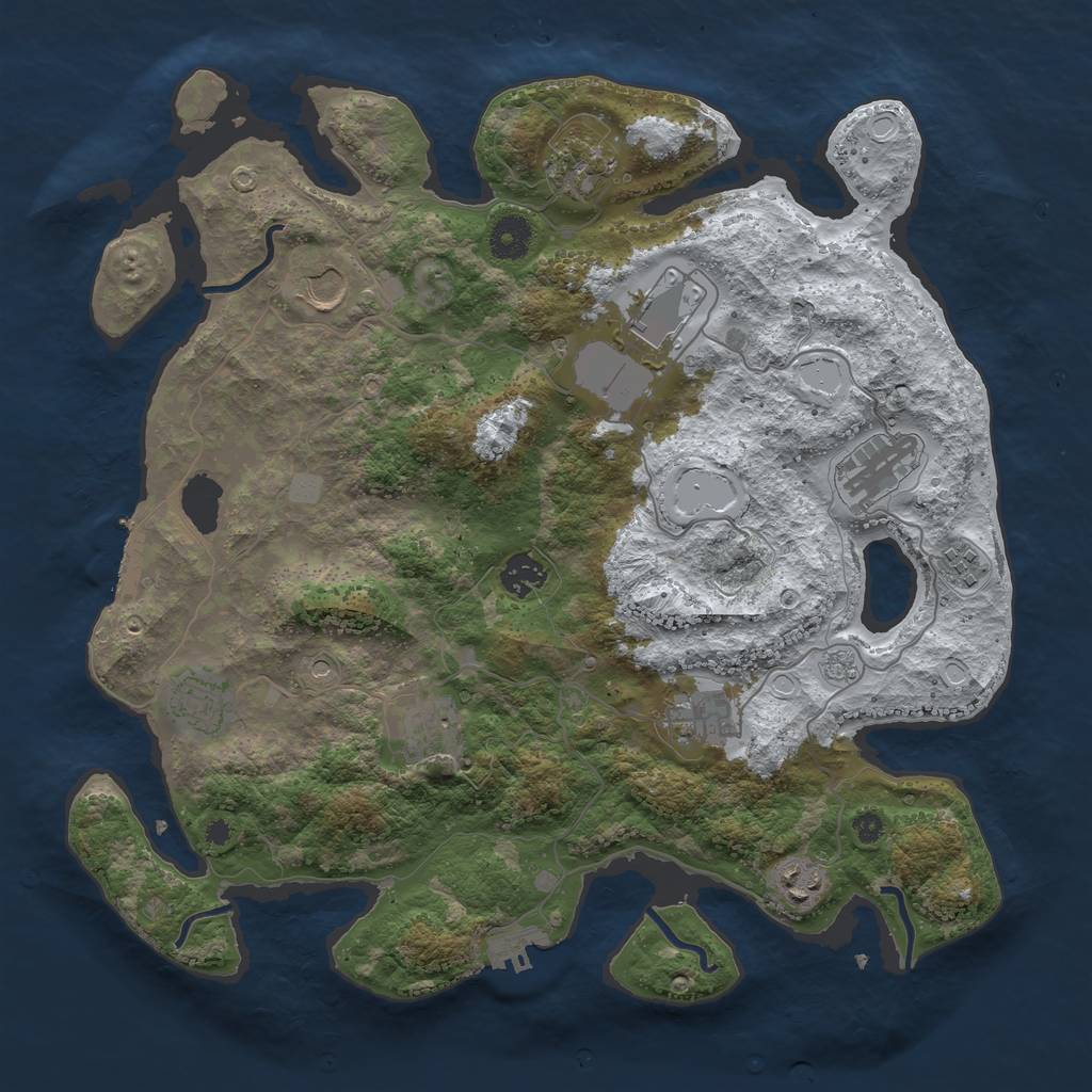 Rust Map: Procedural Map, Size: 3800, Seed: 897984700, 19 Monuments