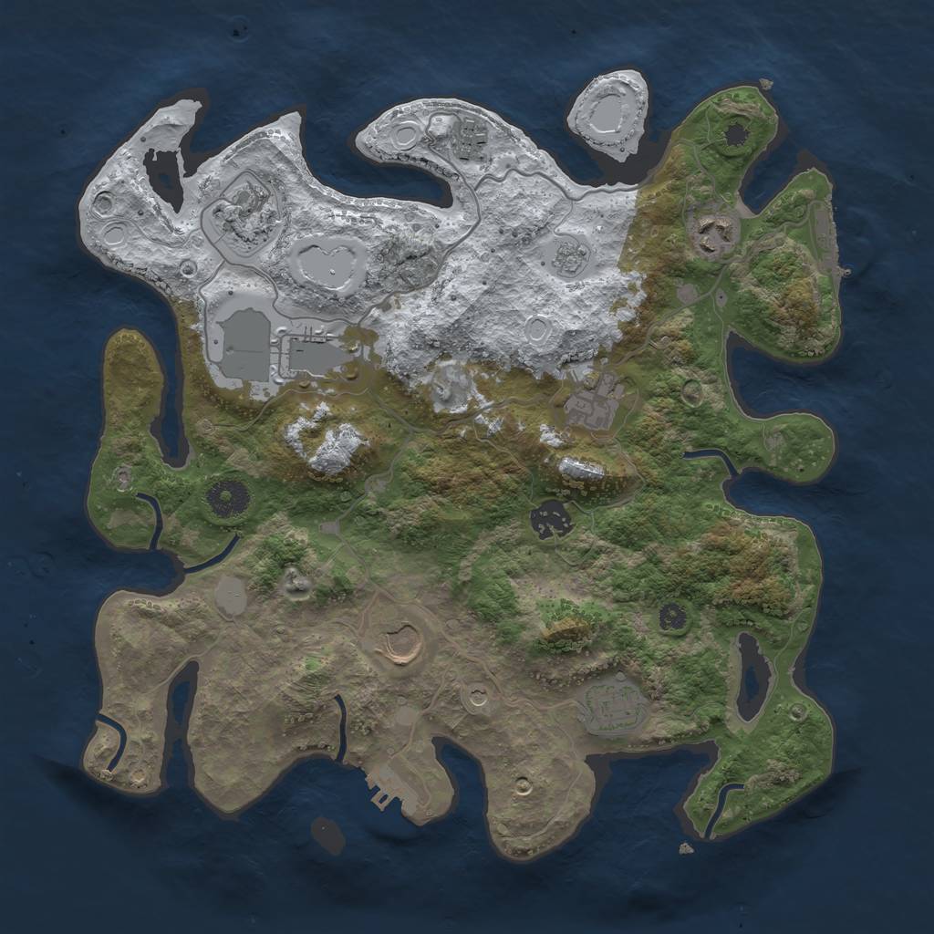 Rust Map: Procedural Map, Size: 3500, Seed: 2018554187, 17 Monuments