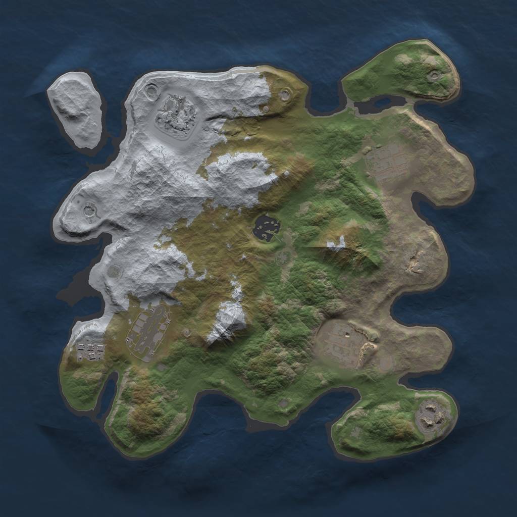 Rust Map: Barren, Size: 3000, Seed: 8, 10 Monuments