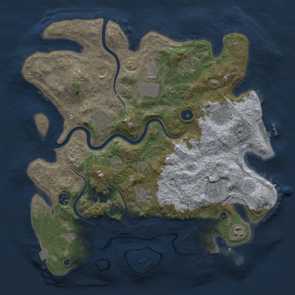 Rust Map: Procedural Map, Size: 3850, Seed: 382021629, 16 Monuments