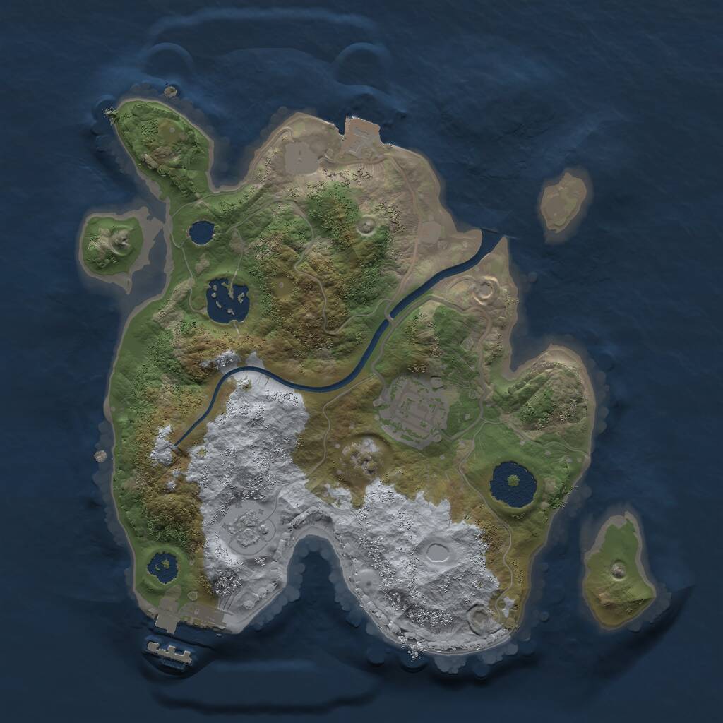 Rust Map: Procedural Map, Size: 2400, Seed: 8645, 5 Monuments