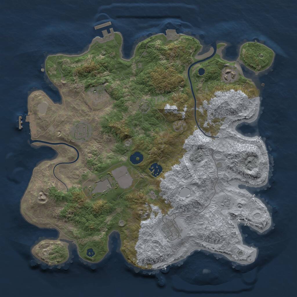 Rust Map: Procedural Map, Size: 3500, Seed: 293613471, 13 Monuments