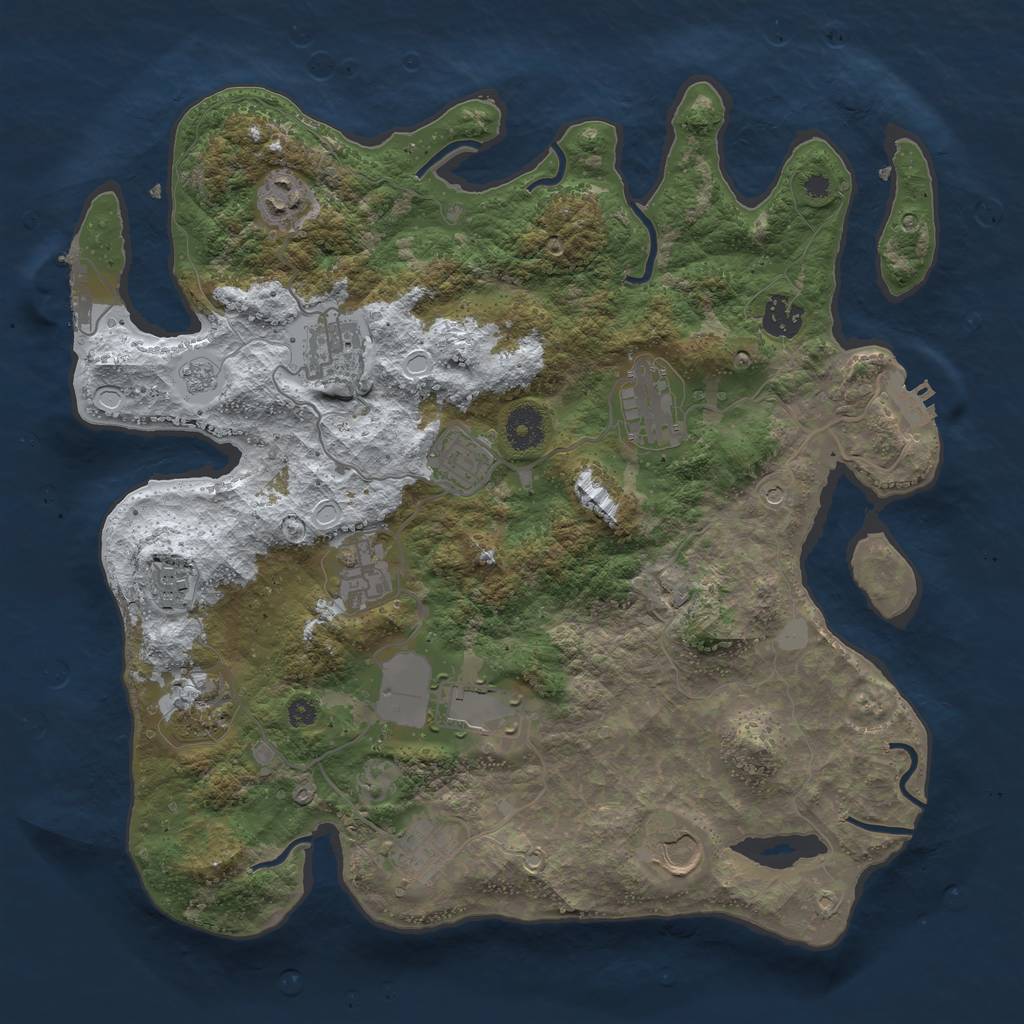 Rust Map: Procedural Map, Size: 3700, Seed: 171105140, 20 Monuments