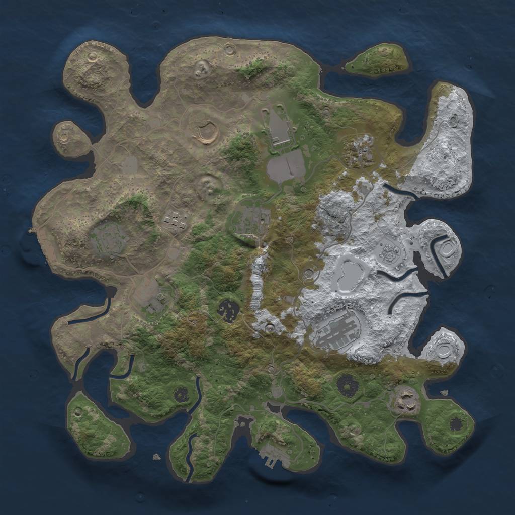 Rust Map: Procedural Map, Size: 3500, Seed: 438814287, 19 Monuments