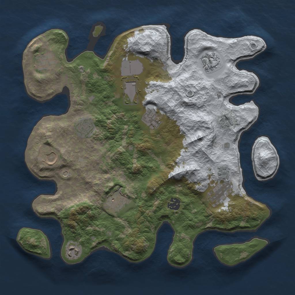 Rust Map: Barren, Size: 3500, Seed: 1415175027, 14 Monuments