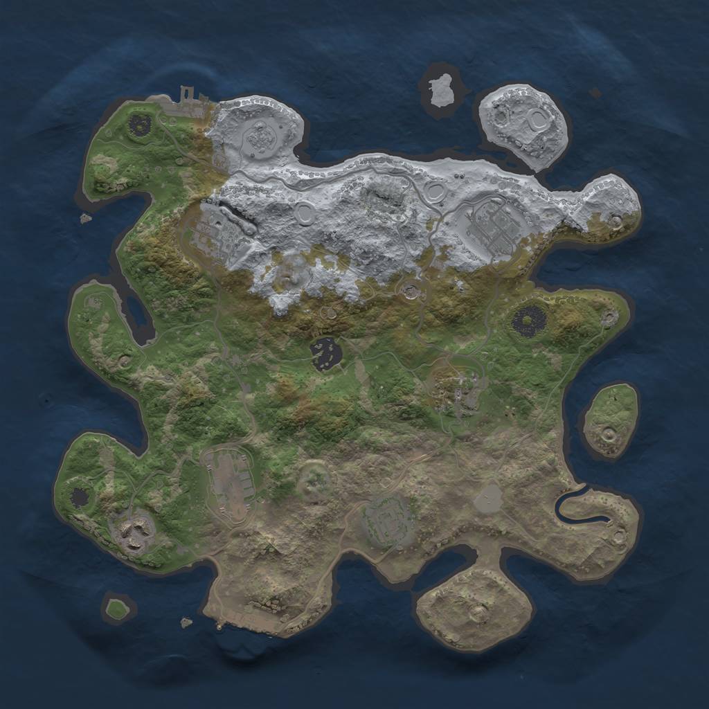 Rust Map: Procedural Map, Size: 3250, Seed: 1245804203, 16 Monuments