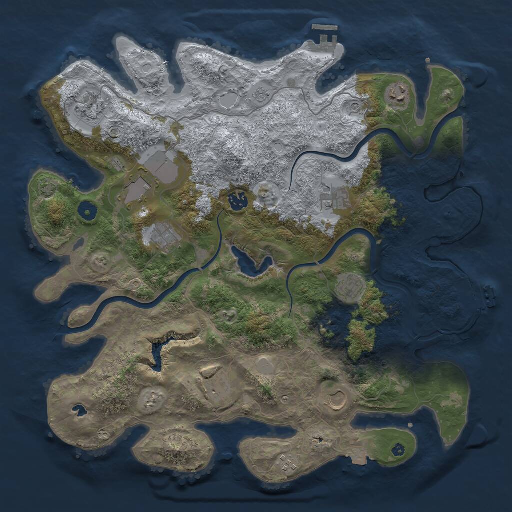 Rust Map: Procedural Map, Size: 4000, Seed: 555444, 16 Monuments
