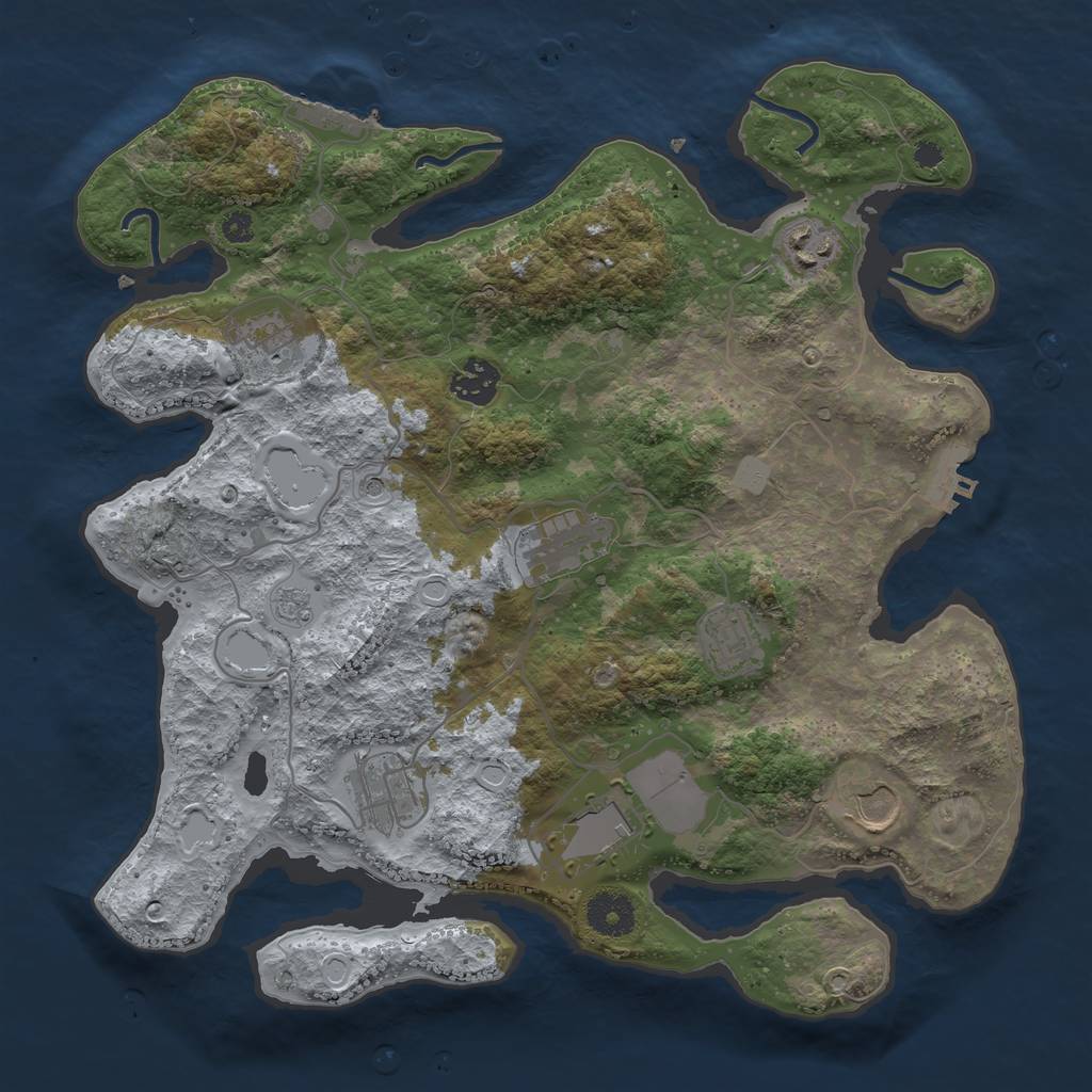 Rust Map: Procedural Map, Size: 3500, Seed: 1035181180, 17 Monuments