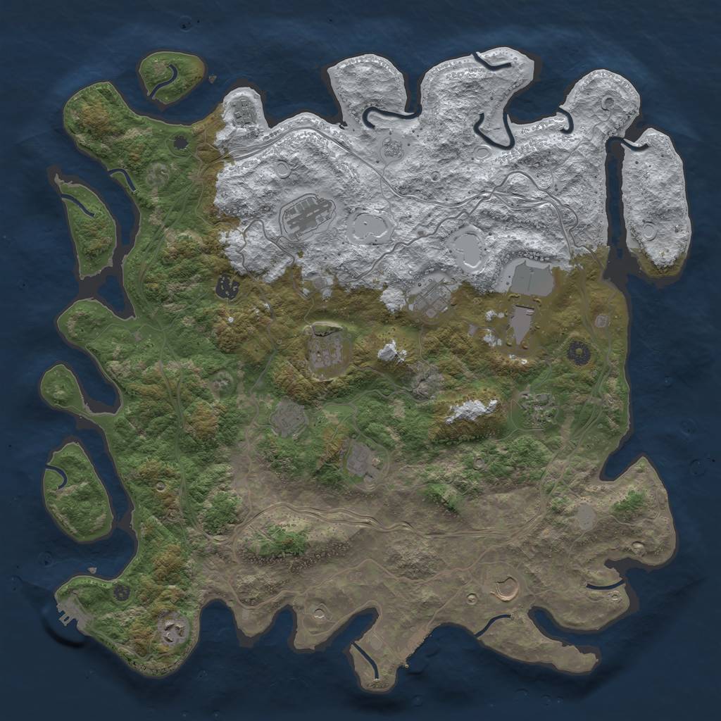 Rust Map: Procedural Map, Size: 4500, Seed: 1691802668, 20 Monuments