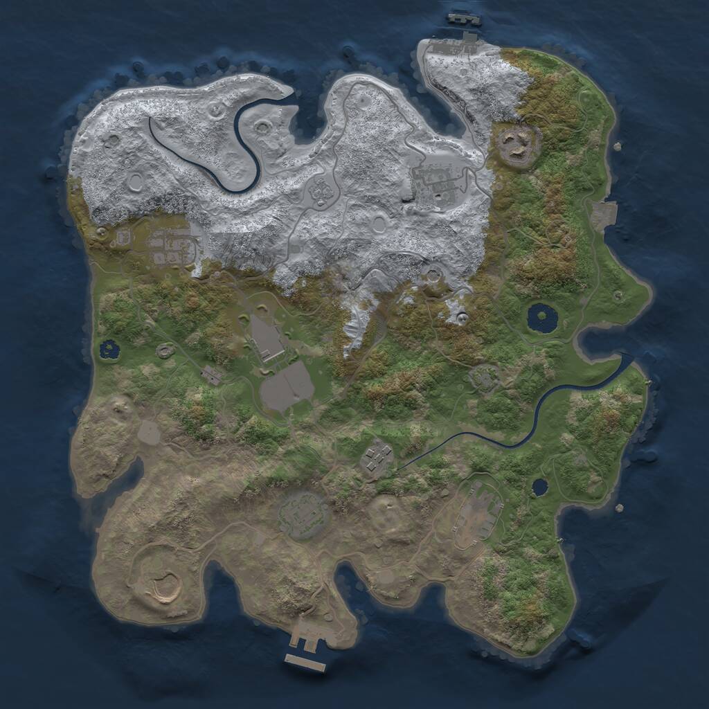 Rust Map: Procedural Map, Size: 3500, Seed: 373626682, 14 Monuments