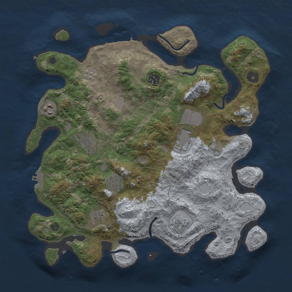 Rust Map: Procedural Map, Size: 3700, Seed: 186577397, 17 Monuments