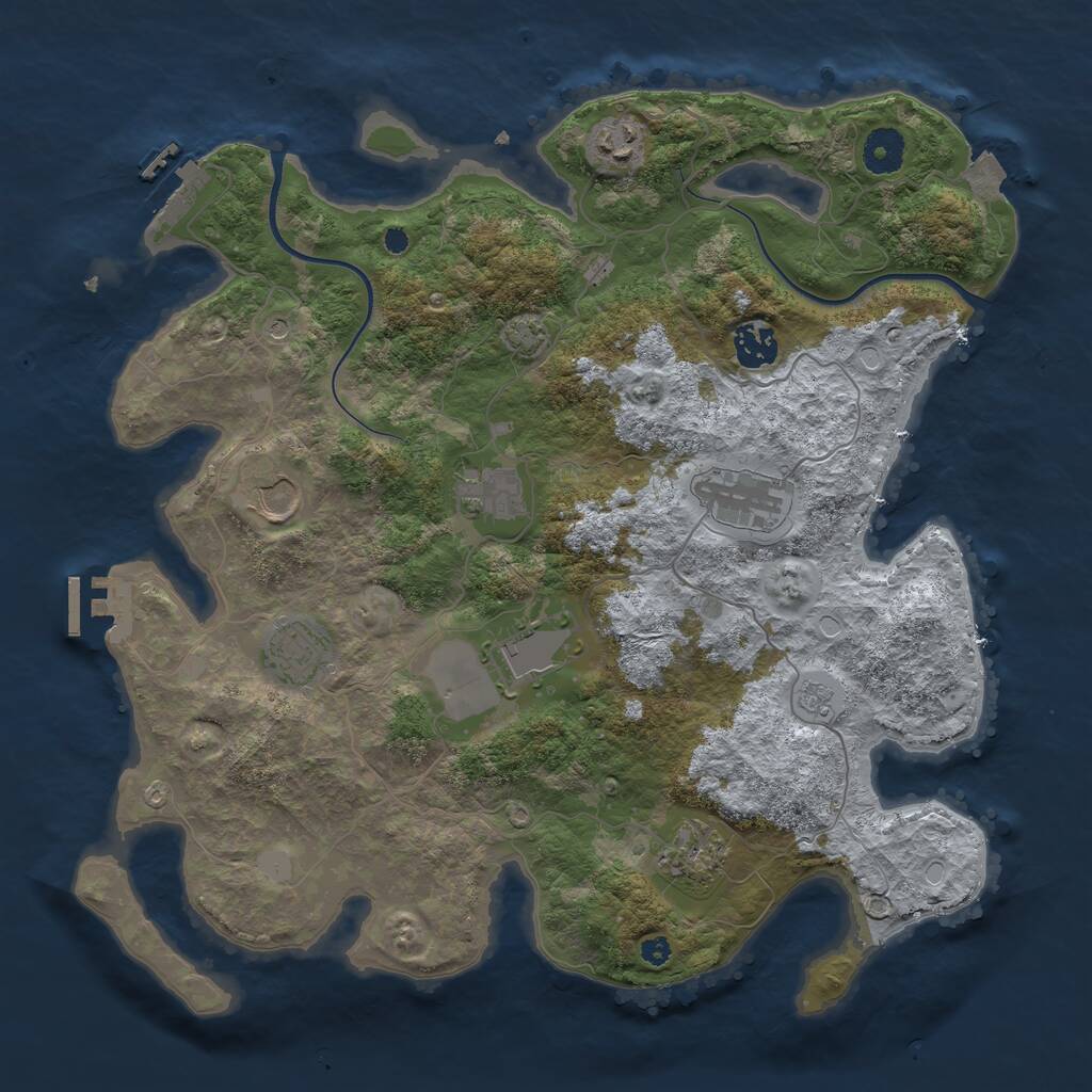 Rust Map: Procedural Map, Size: 3700, Seed: 913622493, 14 Monuments