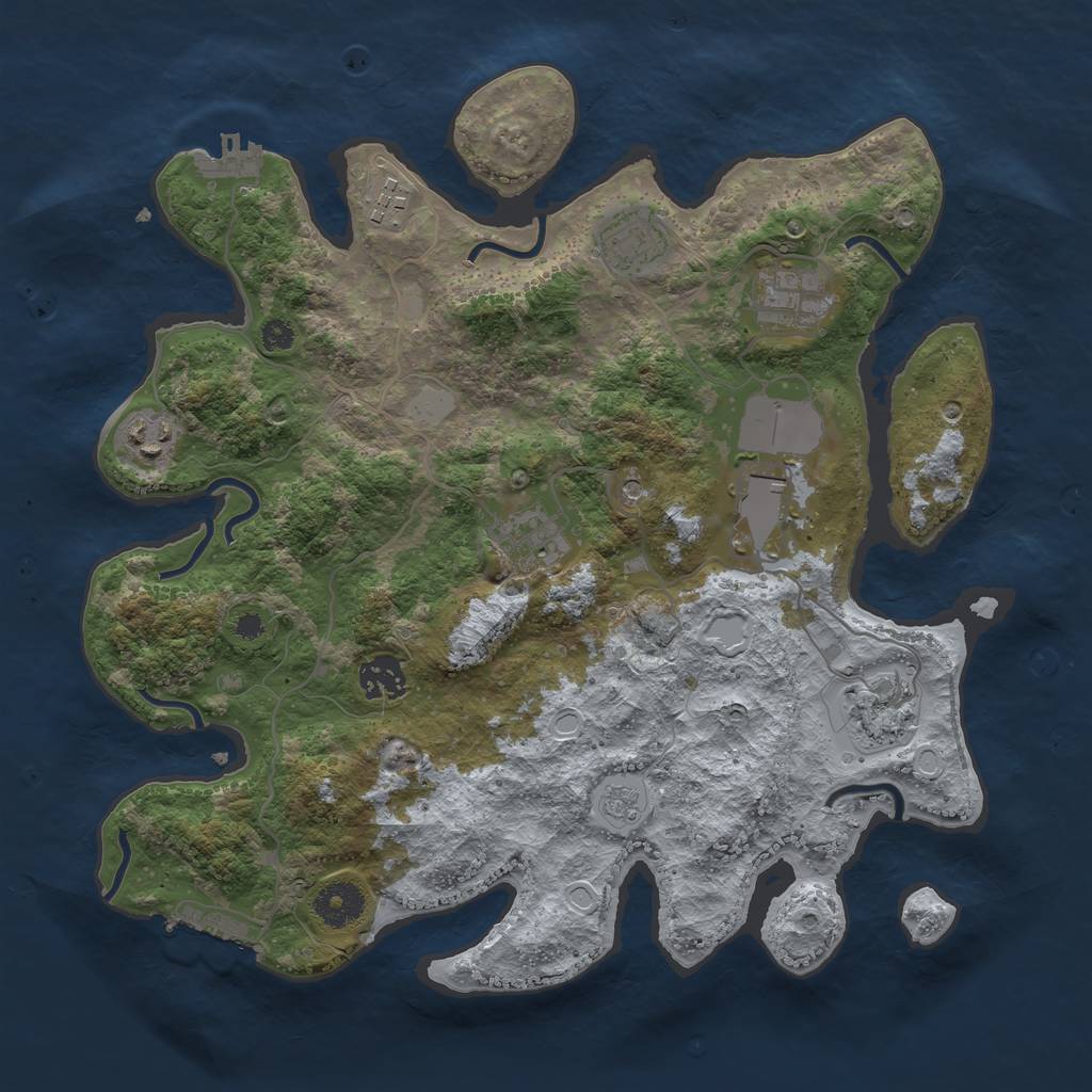 Rust Map: Procedural Map, Size: 3500, Seed: 1195525943, 17 Monuments