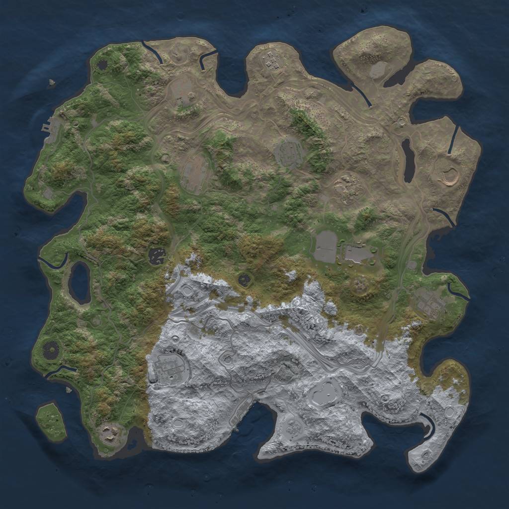Rust Map: Procedural Map, Size: 4250, Seed: 205154658, 20 Monuments