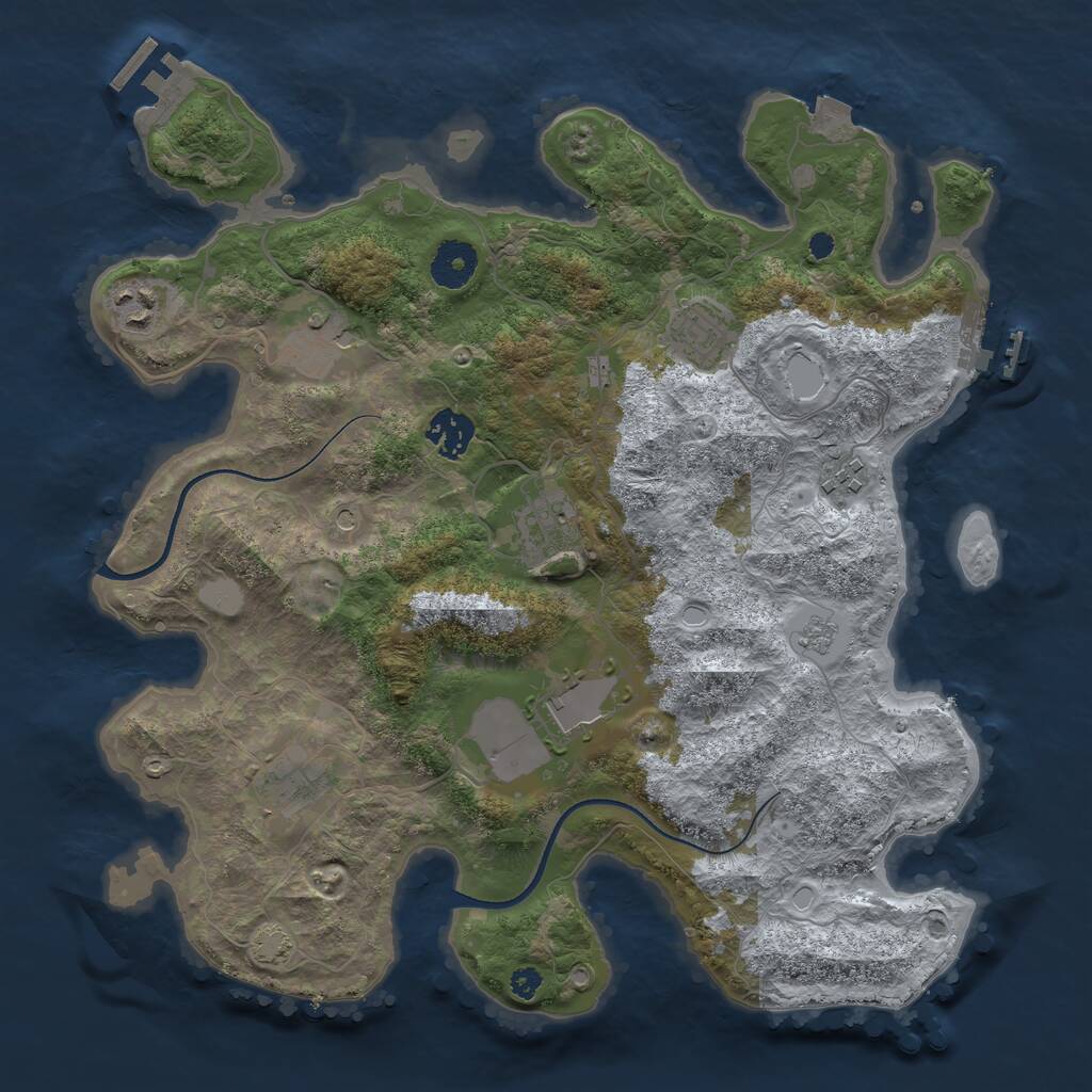 Rust Map: Procedural Map, Size: 3500, Seed: 129325358, 14 Monuments