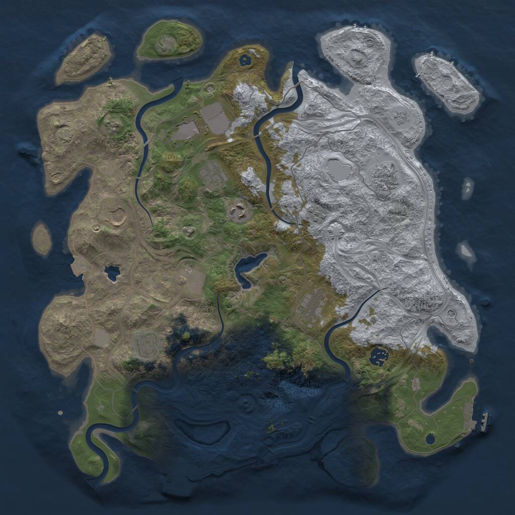 Rust Map: Procedural Map, Size: 4250, Seed: 53320, 16 Monuments