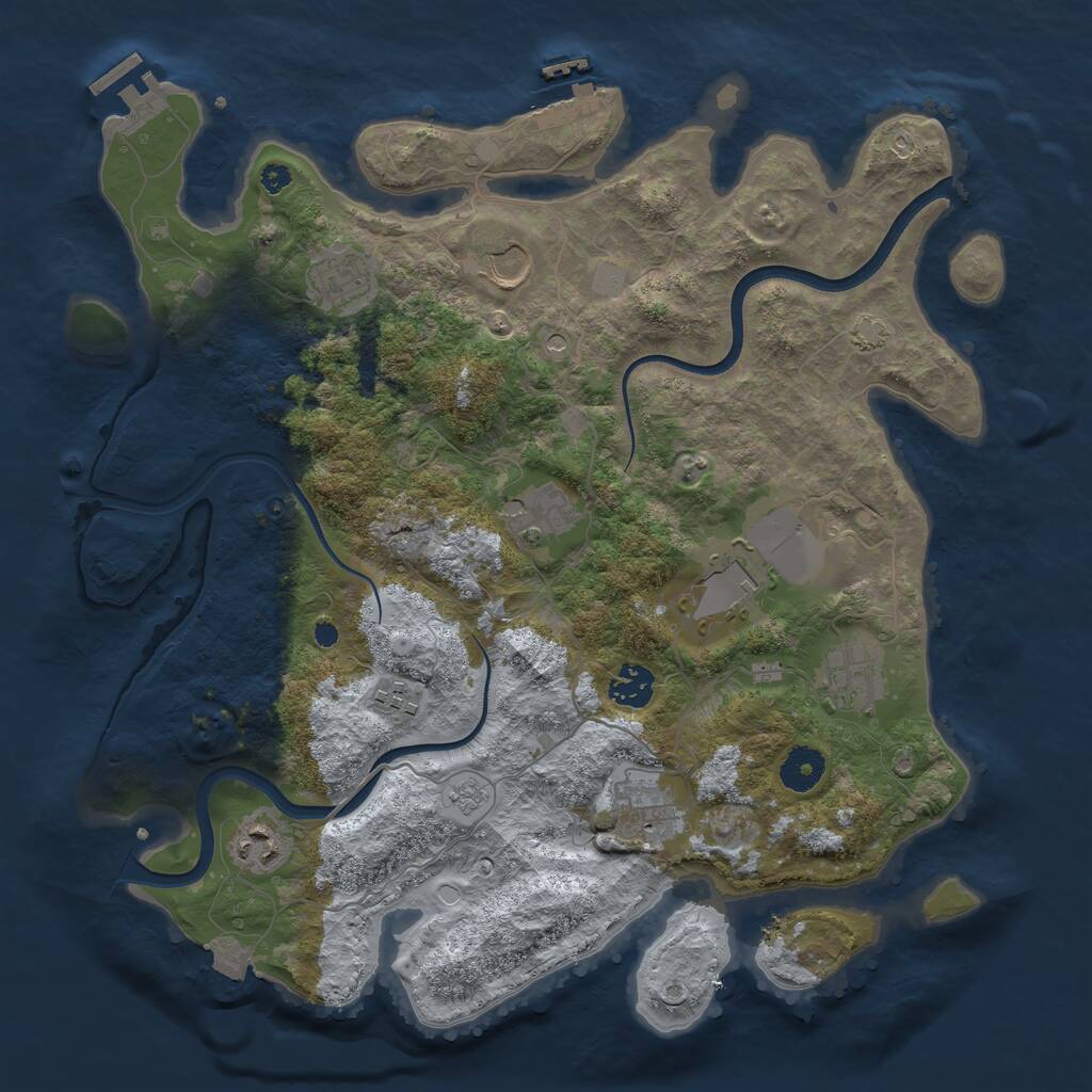 Rust Map: Procedural Map, Size: 3700, Seed: 4664569, 15 Monuments