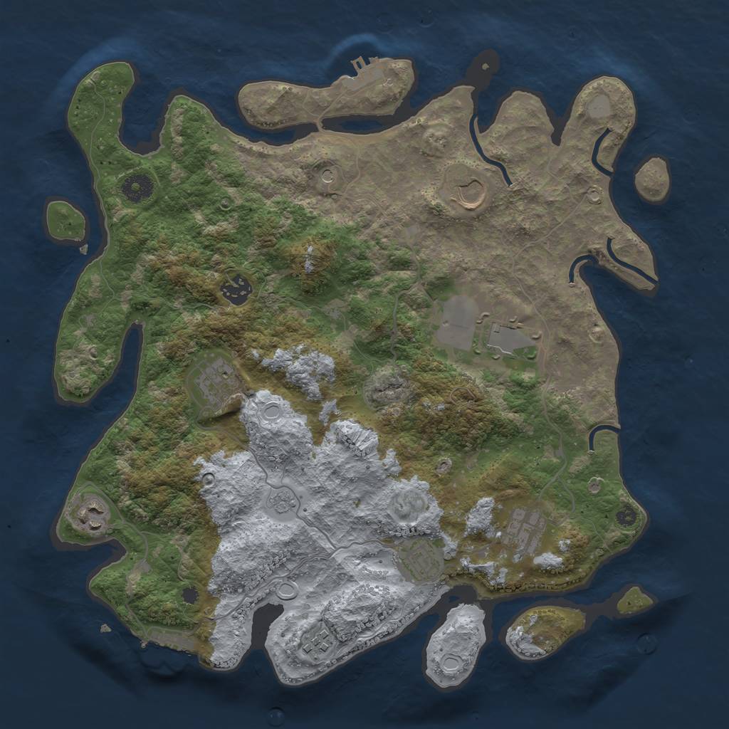 Rust Map: Procedural Map, Size: 3700, Seed: 4664569, 15 Monuments