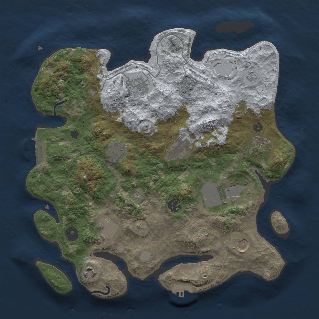Rust Map: Procedural Map, Size: 3500, Seed: 107193378, 19 Monuments