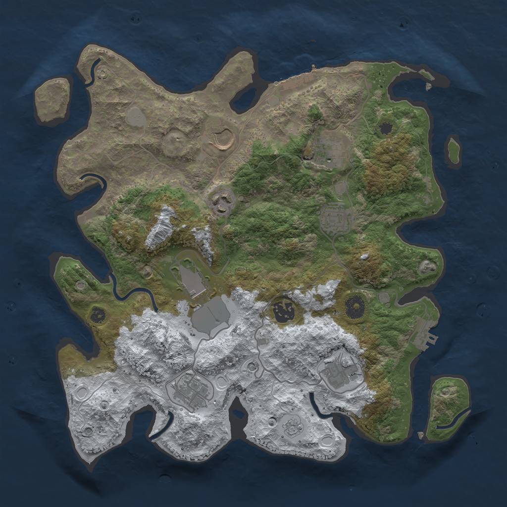 Rust Map: Procedural Map, Size: 3500, Seed: 766401851, 17 Monuments