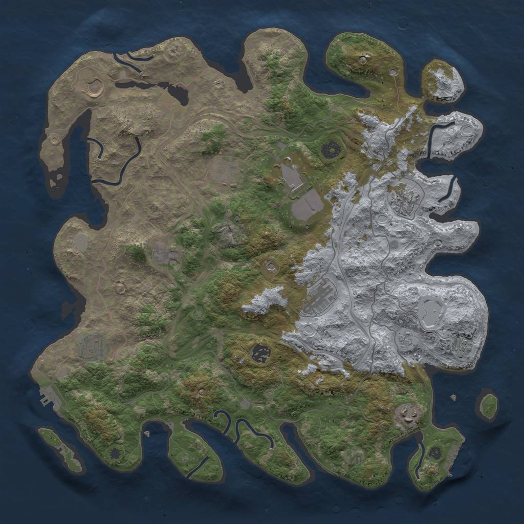 Rust Map: Procedural Map, Size: 4250, Seed: 1238797846, 19 Monuments