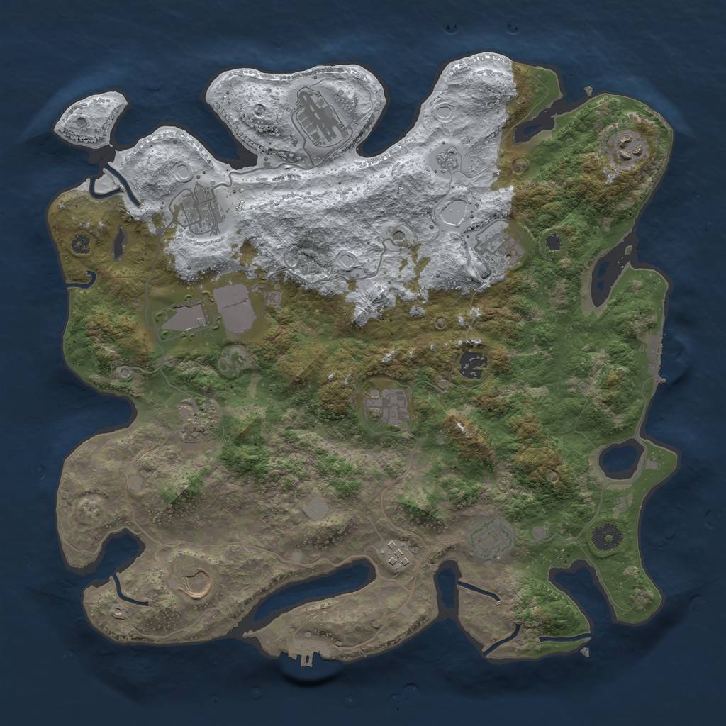 Rust Map: Procedural Map, Size: 3850, Seed: 449021113, 20 Monuments