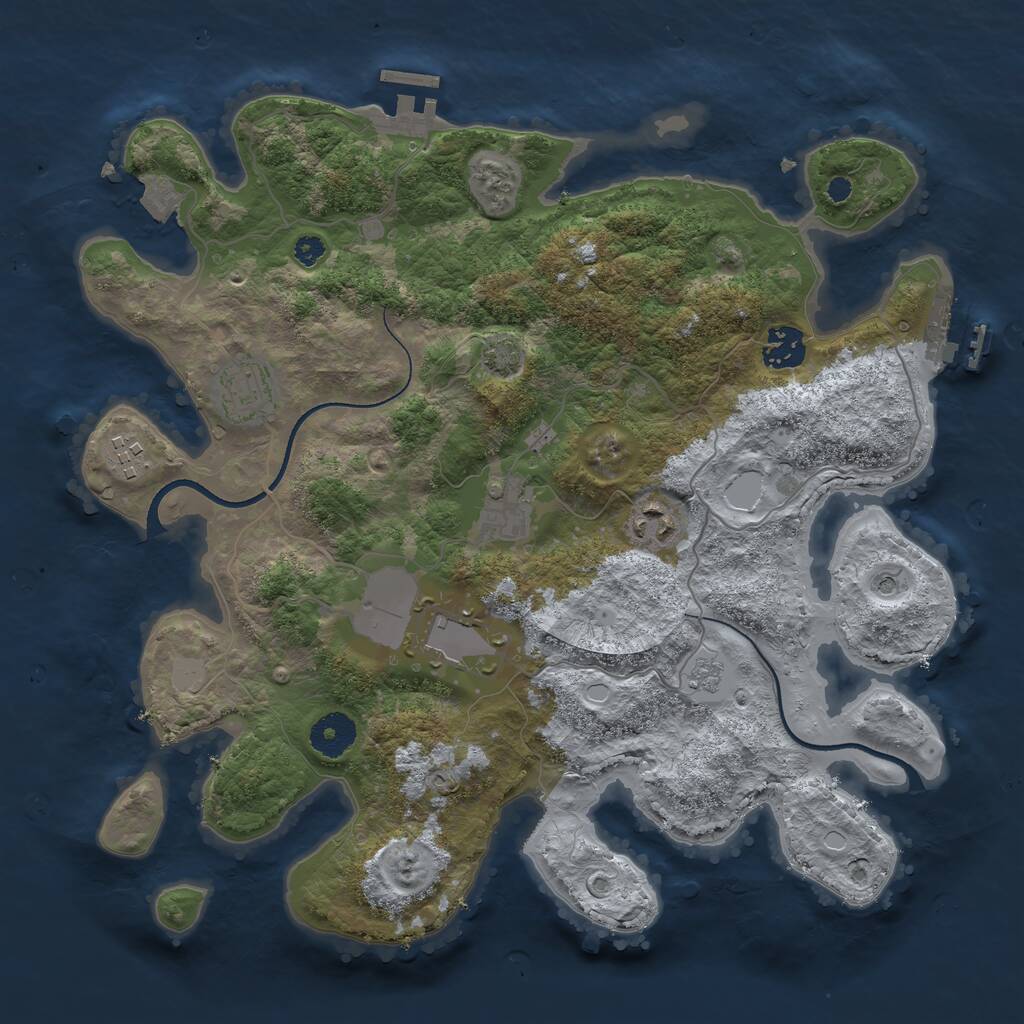 Rust Map: Procedural Map, Size: 3500, Seed: 1556211249, 12 Monuments