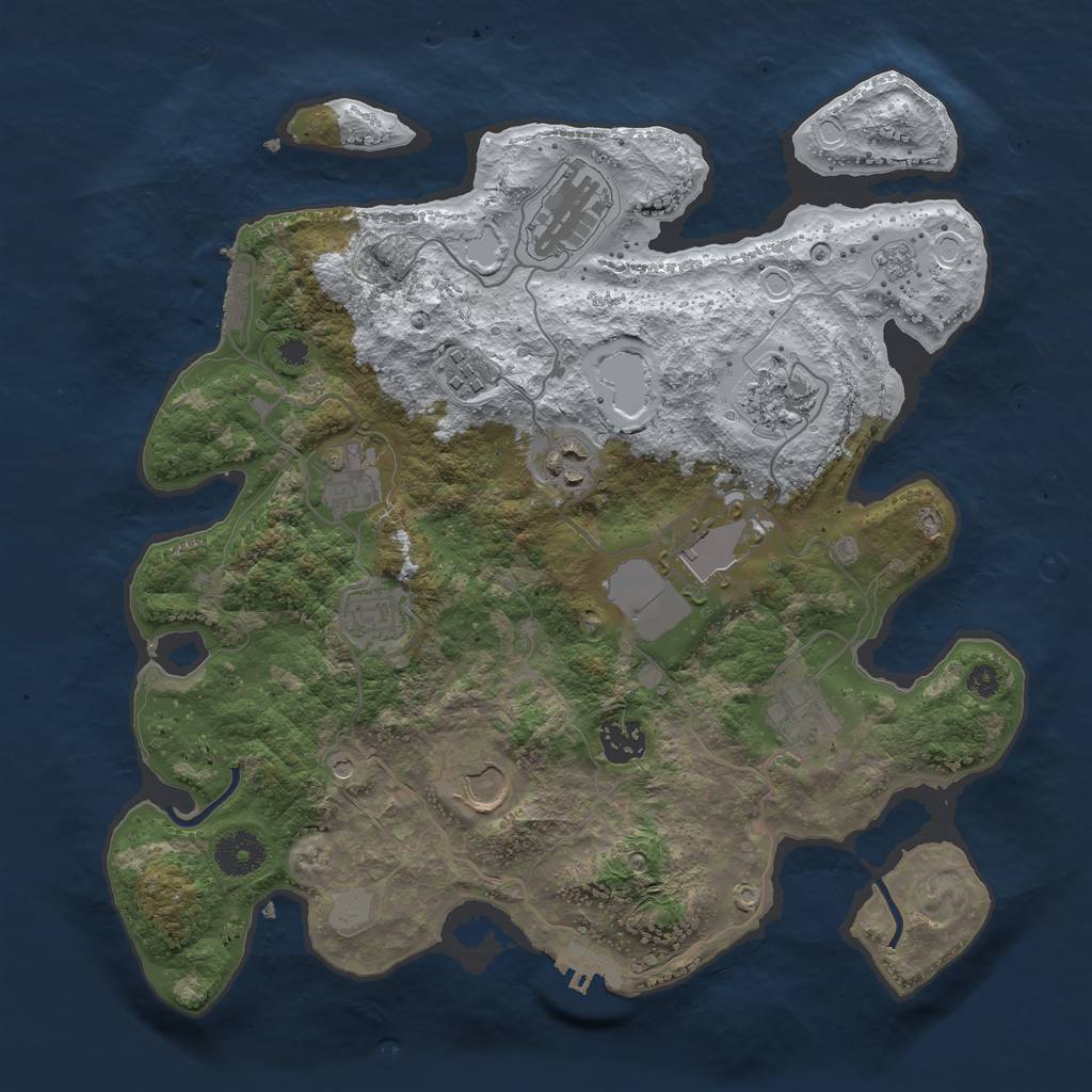 Rust Map: Procedural Map, Size: 3500, Seed: 124524359, 19 Monuments