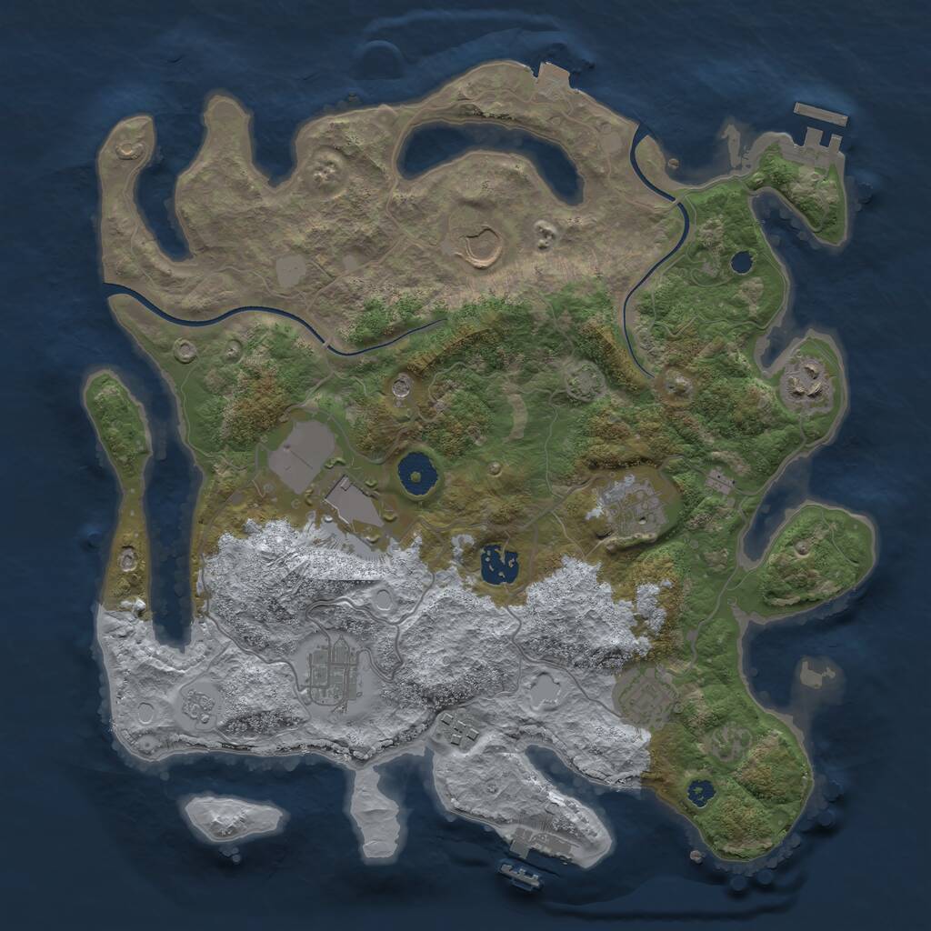 Rust Map: Procedural Map, Size: 3500, Seed: 257517955, 14 Monuments