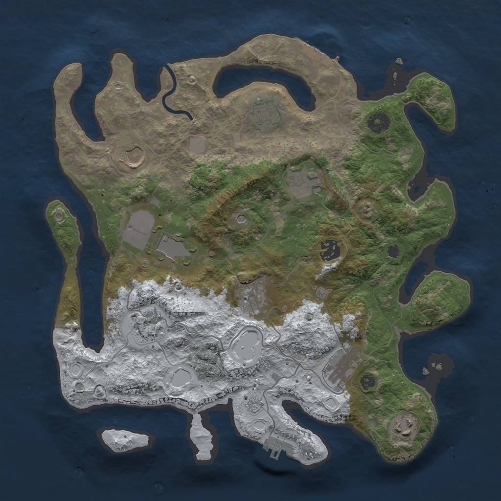 Rust Map: Procedural Map, Size: 3500, Seed: 257517955, 18 Monuments