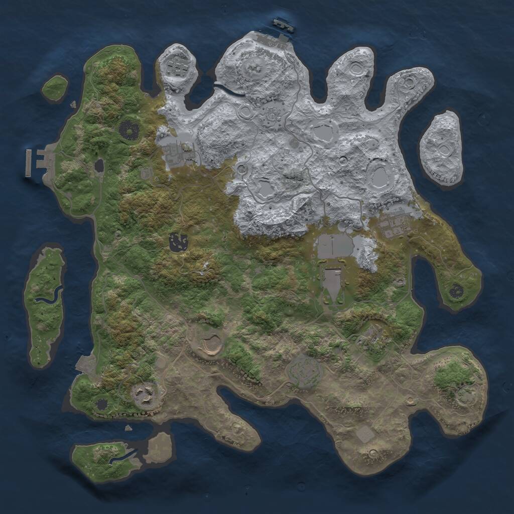 Rust Map: Procedural Map, Size: 3750, Seed: 313911009, 15 Monuments
