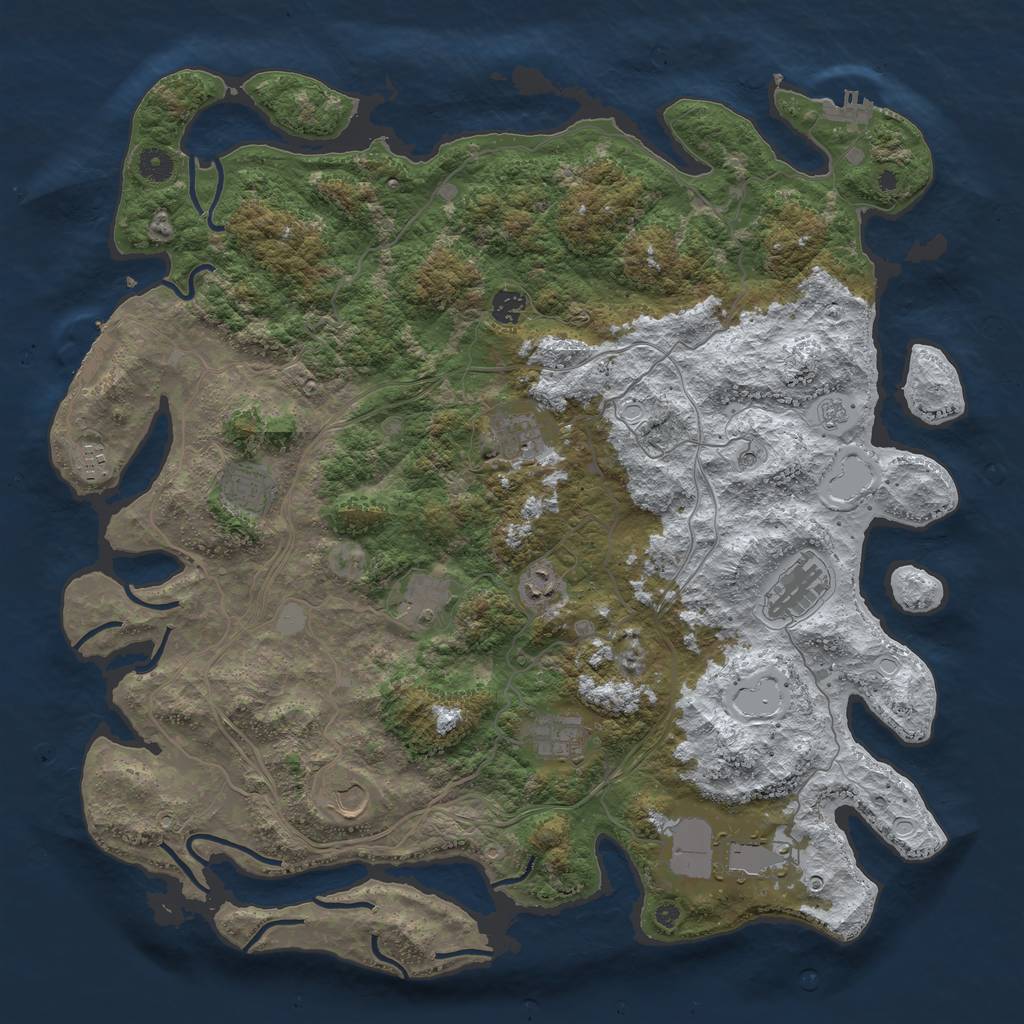 Rust Map: Procedural Map, Size: 4500, Seed: 1191742312, 19 Monuments