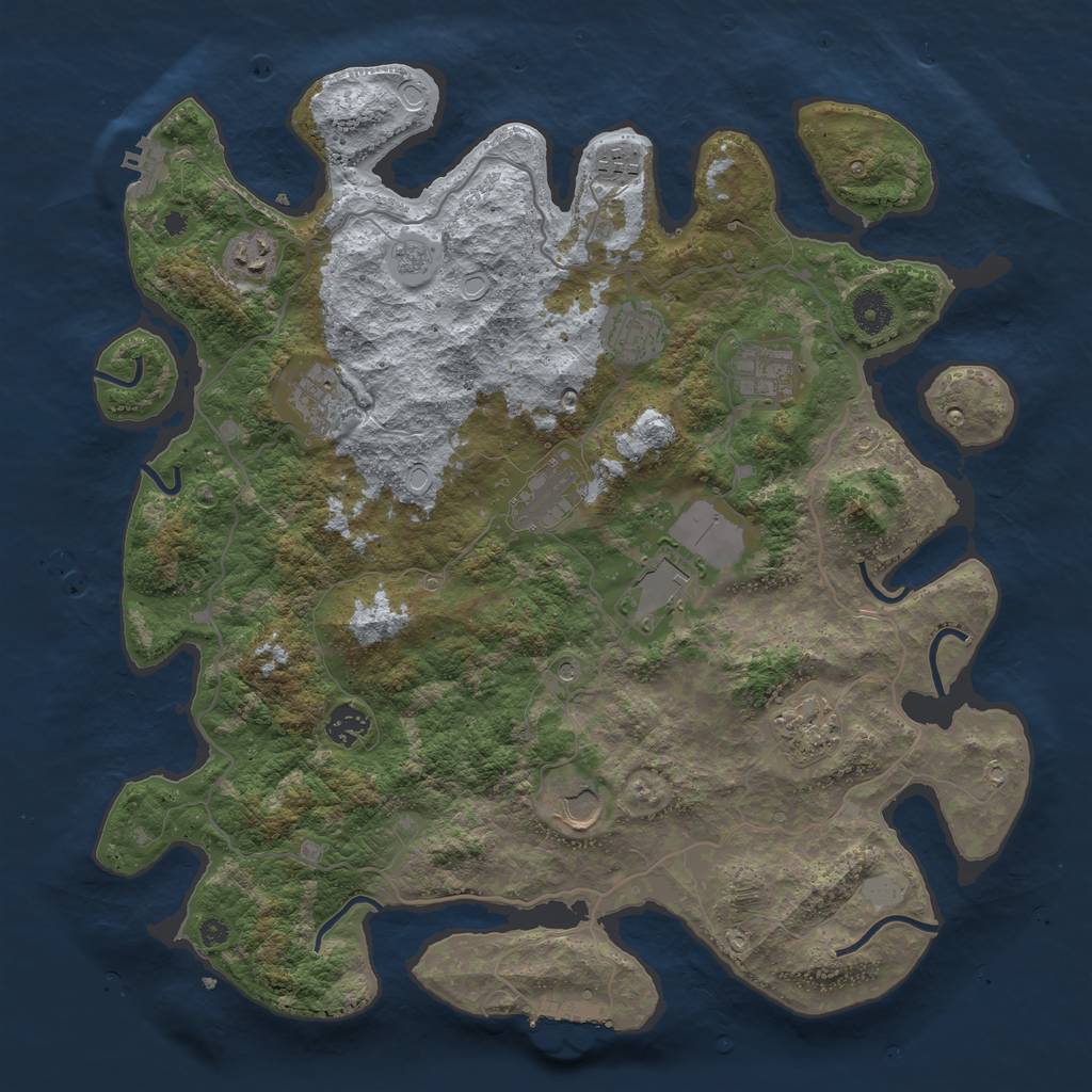 Rust Map: Procedural Map, Size: 4000, Seed: 3521, 19 Monuments