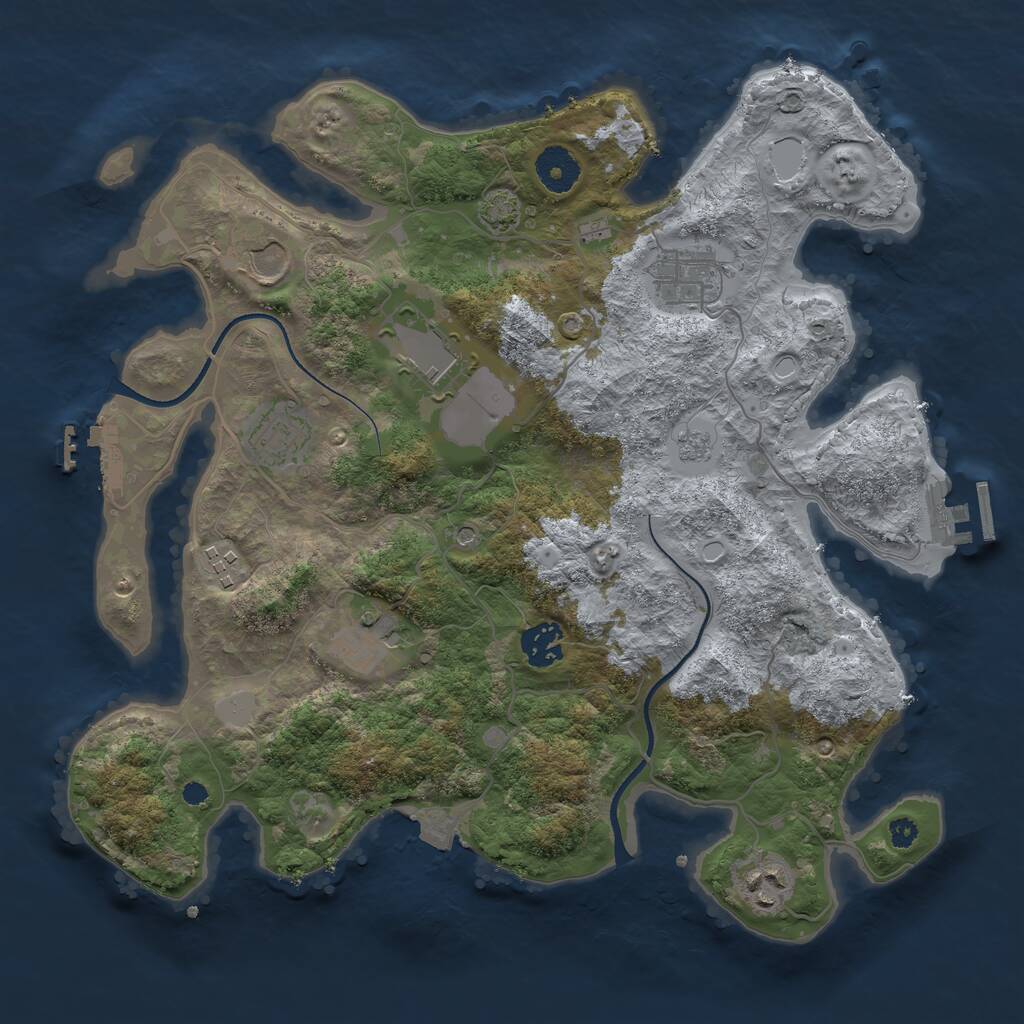 Rust Map: Procedural Map, Size: 3500, Seed: 1107486270, 14 Monuments