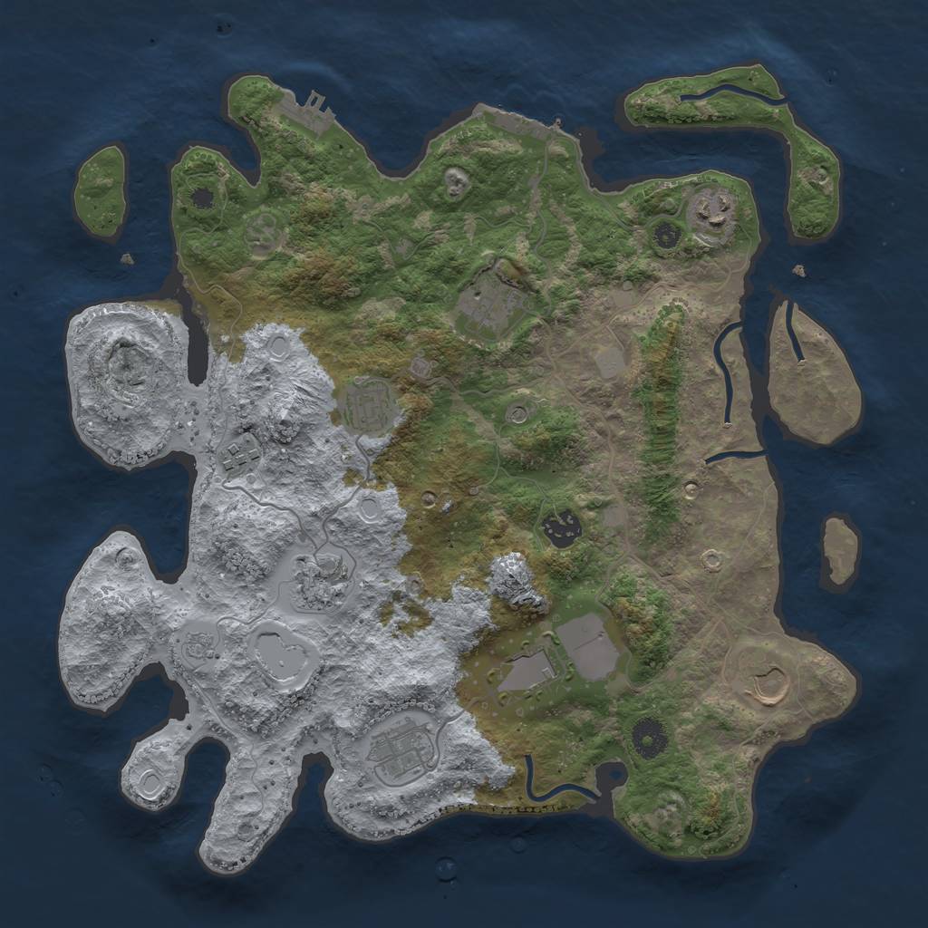 Rust Map: Procedural Map, Size: 3700, Seed: 154820291, 18 Monuments
